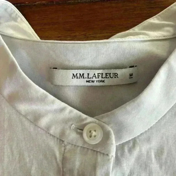 M.M. Lafleur Collarless 1/2 Button Up Tunic Long Sleeve Mandarin Collar - Picture 12 of 13